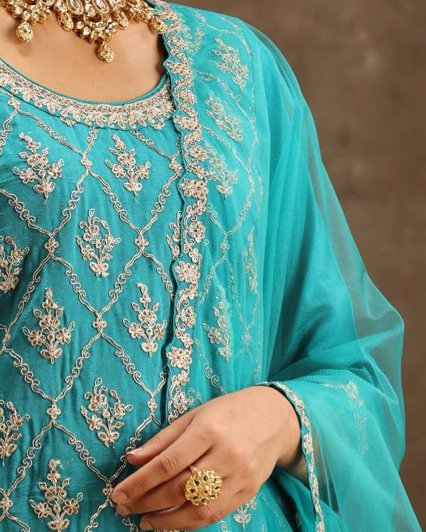 Women Silk Blend Kurta Sharara Set-KYAMSTORE
