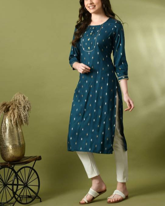 Women Viscose Rayon Kurta Pant Set-KYAMSTORE
