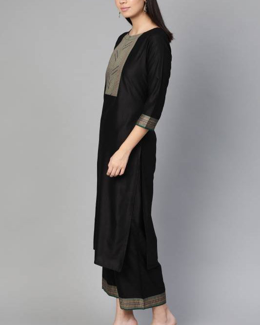 Women Cotton Blend Kurta Palazzo Set-KYAMSTORE