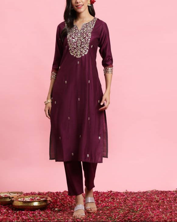 Women Viscose Rayon Kurta Pant Dupatta Set-KYAMSTORE
