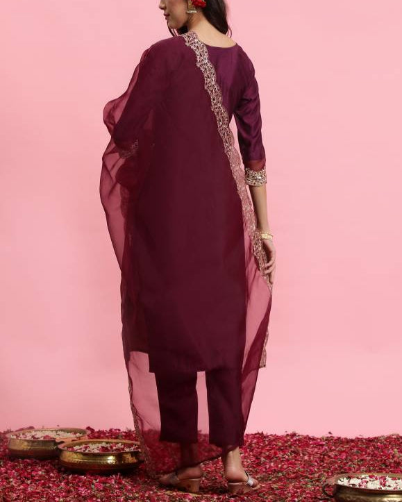 Women Viscose Rayon Kurta Pant Dupatta Set-KYAMSTORE