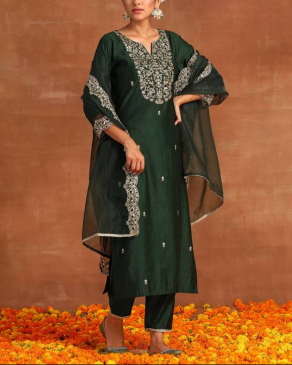 Women Viscose Rayon Kurta Pant Dupatta Set-KYAMSTORE