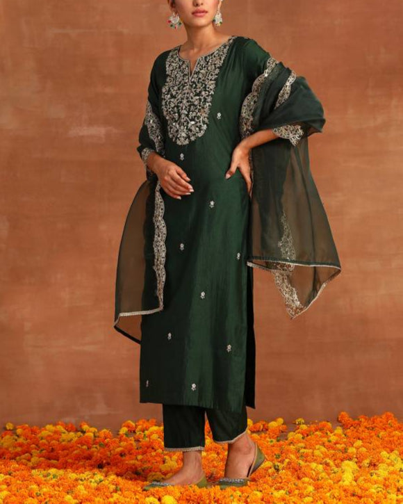 Women Viscose Rayon Kurta Pant Dupatta Set-KYAMSTORE