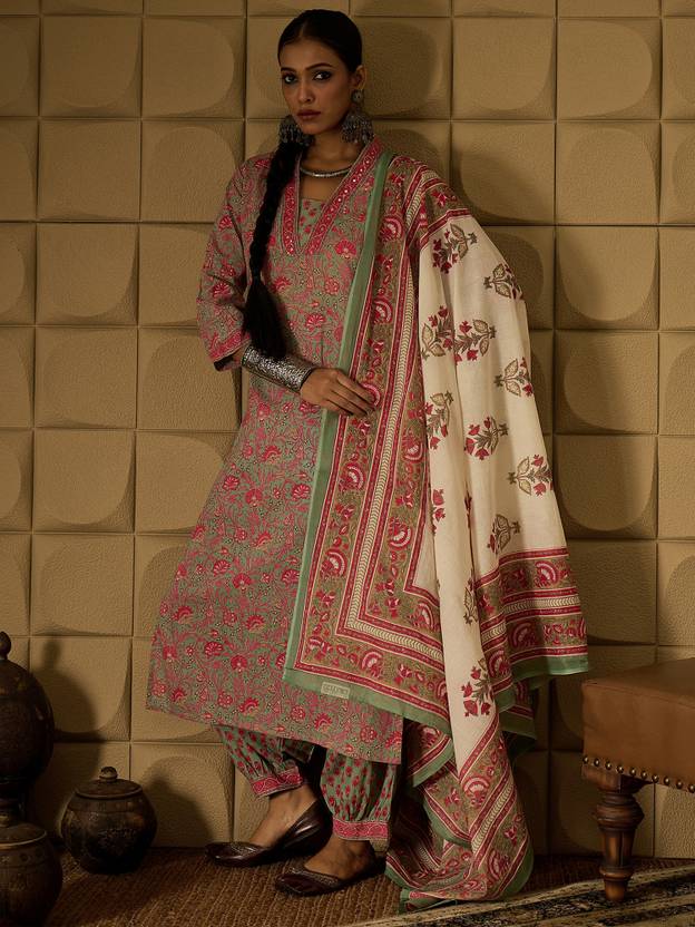 Women Pure Cotton Kurta Salwar Dupatta Set | Delivery: 10 to 12 business days | Limited stocks available