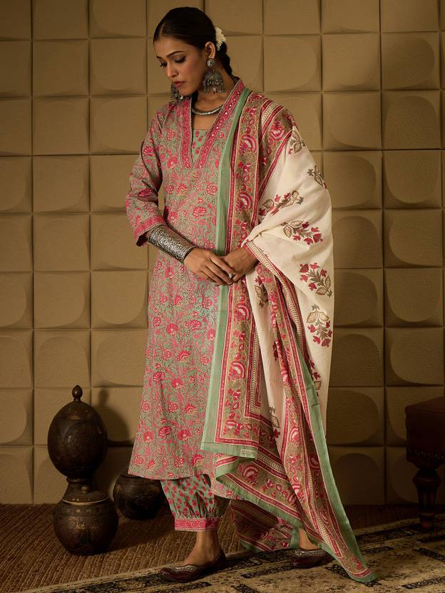 Women Pure Cotton Kurta Salwar Dupatta Set | Delivery: 10 to 12 business days | Limited stocks available