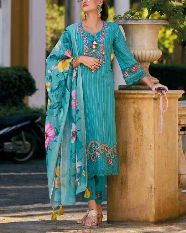 Women Pure Cotton Kurta Pant Dupatta Set-KYAMSTORE