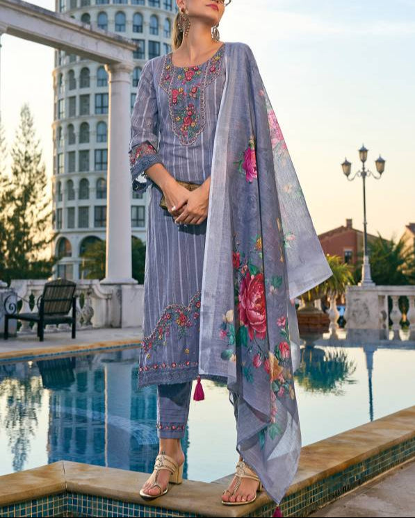 Women Pure Cotton Kurta Pant Dupatta Set-KYAMSTORE