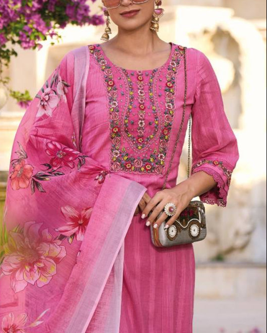 Women Pure Cotton Kurta Pant Dupatta Set-KYAMSTORE