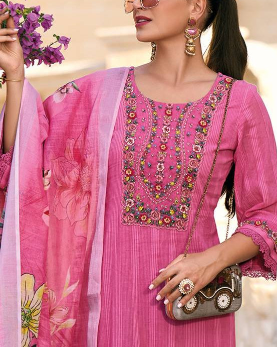 Women Pure Cotton Kurta Pant Dupatta Set-KYAMSTORE