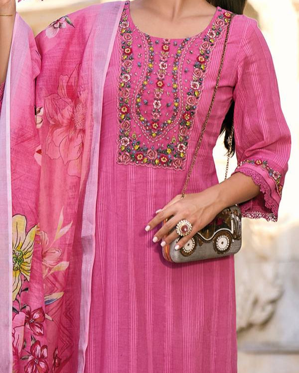Women Pure Cotton Kurta Pant Dupatta Set-KYAMSTORE