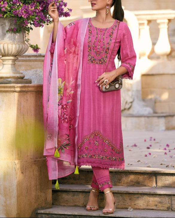 Women Pure Cotton Kurta Pant Dupatta Set-KYAMSTORE