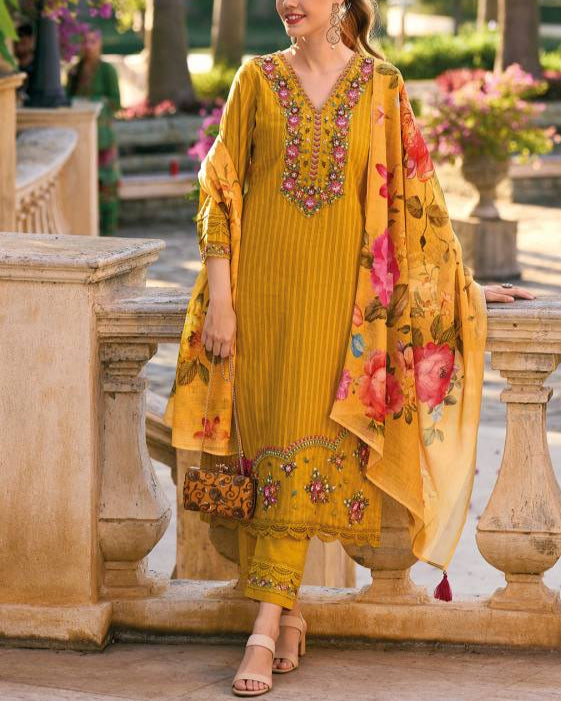 Women Pure Cotton Kurta Pant Dupatta Set-KYAMSTORE