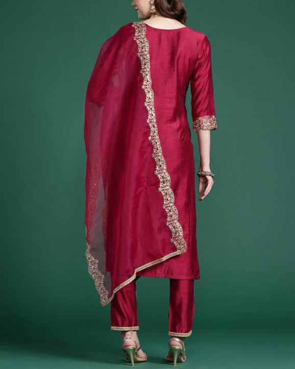 Women Viscose Rayon Kurta Pant Dupatta Set-KYAMSTORE