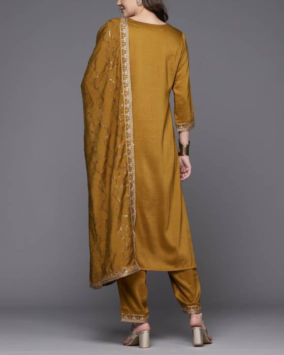 Women Cotton Blend Kurta Pant Dupatta Set-KYAMSTORE