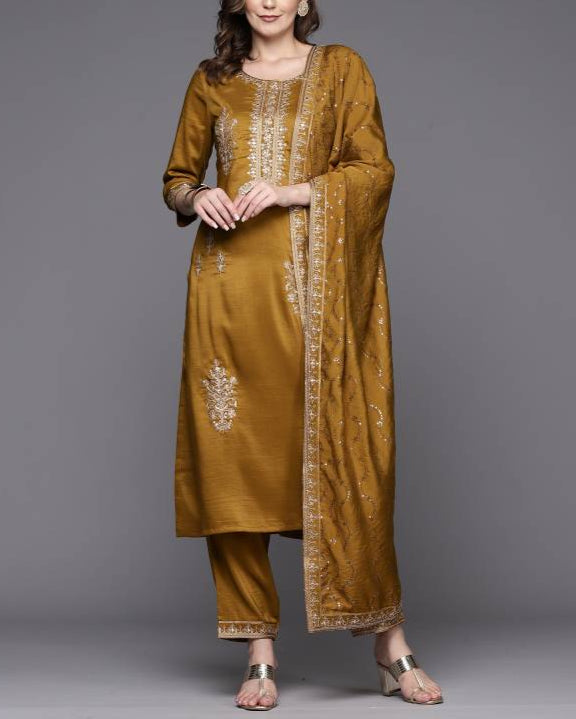 Women Cotton Blend Kurta Pant Dupatta Set-KYAMSTORE