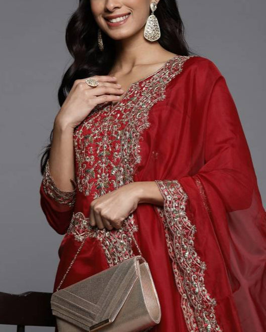 Women Viscose Rayon Kurta Pant Dupatta Set-KYAMSTORE