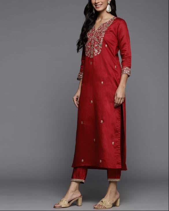 Women Viscose Rayon Kurta Pant Dupatta Set-KYAMSTORE