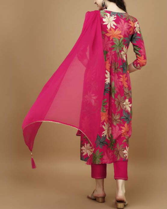 Women Viscose Rayon Kurta Pant Dupatta Set-KYAMSTORE
