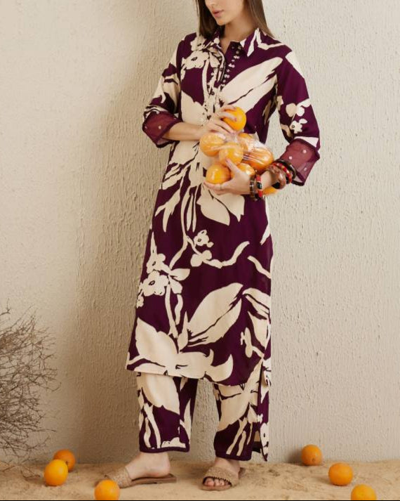 Women Viscose Rayon Kurta Pant Set-KYAMSTORE