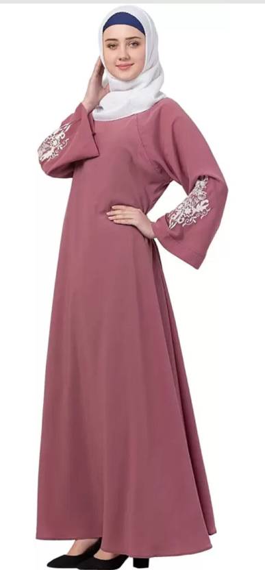 Crepe Solid Burqa With Hijab
