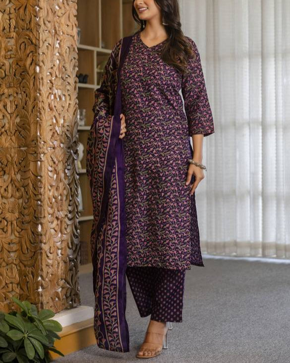 Women Viscose Rayon Kurta Pant Dupatta Set-KYAMSTORE