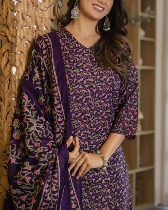 Women Viscose Rayon Kurta Pant Dupatta Set-KYAMSTORE