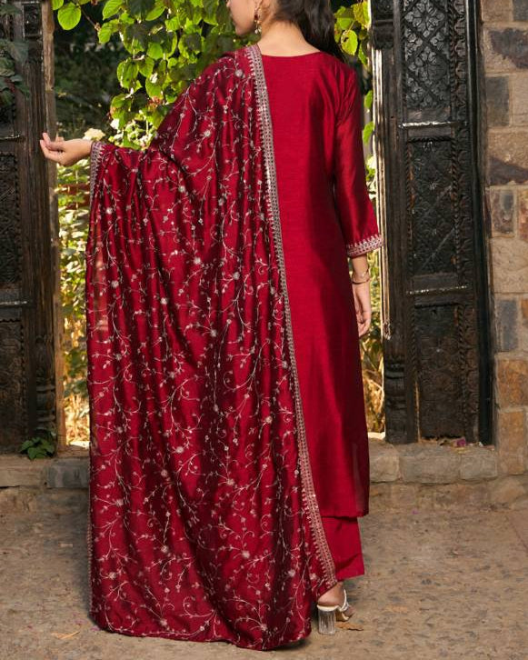 Women Silk Blend Kurta Pant Dupatta Set-KYAMSTORE