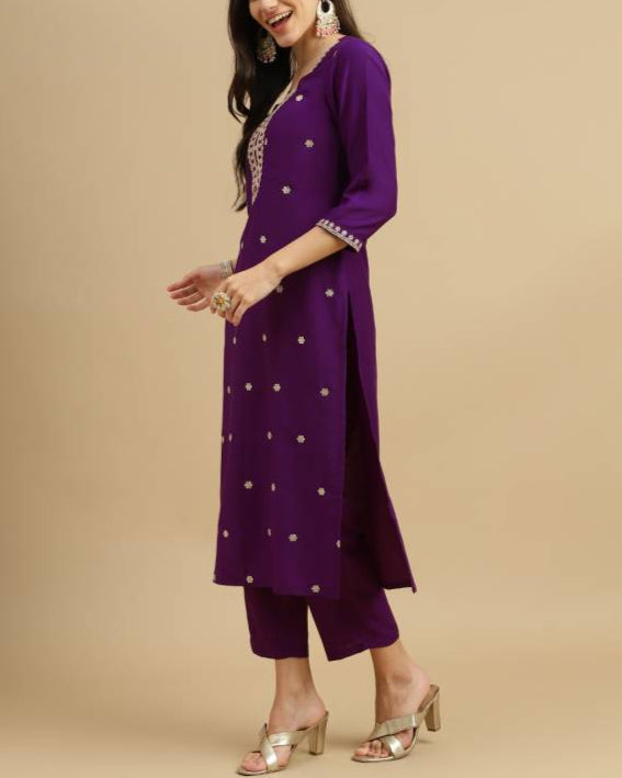 Women Silk Blend Kurta Pant Dupatta Set-KYAMSTORE