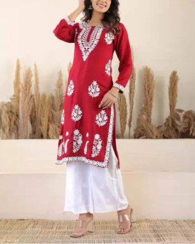 Women Cotton Rayon Kurti Palazzo Set (Colors Variants)-KYAMSTORE