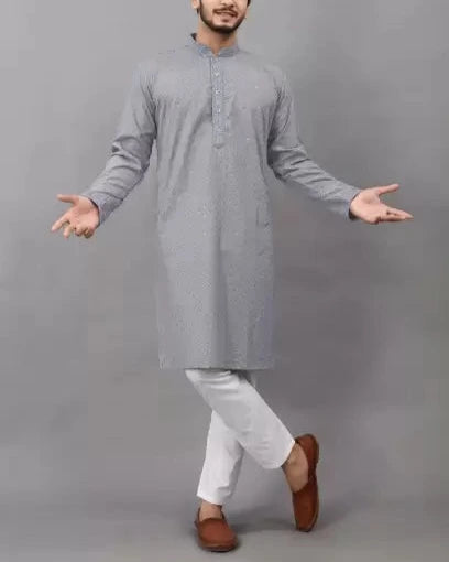 Men Chikan Embroidery Viscose Rayon Ethnic Dress (Color Variants)-KYAMSTORE
