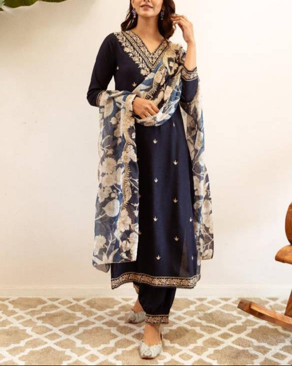Women Viscose Rayon Kurta Salwar Dupatta Set-KYAMSTORE