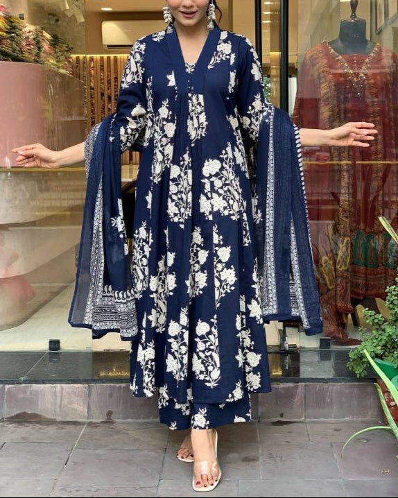 Women Cotton Rayon Kurta Pant Dupatta Set-KYAMSTORE