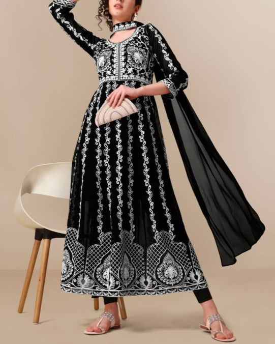 Women Georgette Kurta Dupatta Set-KYAMSTORE