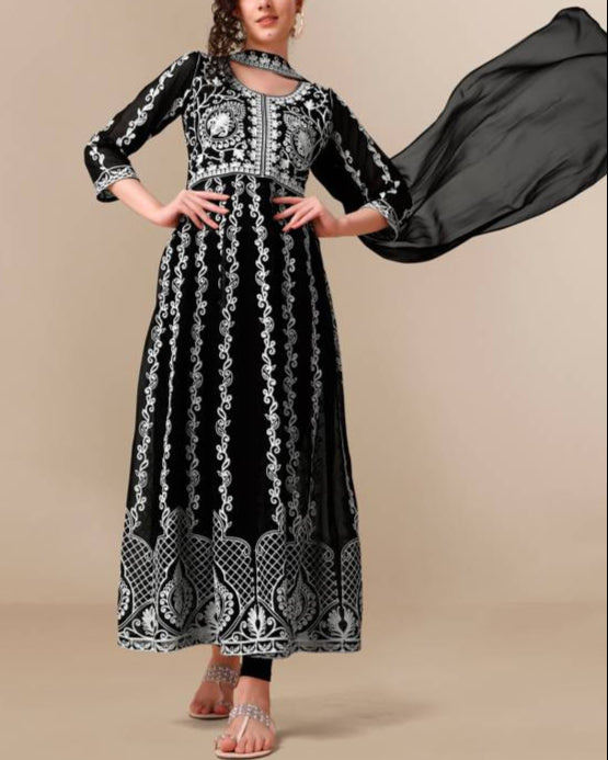 Women Georgette Kurta Dupatta Set-KYAMSTORE