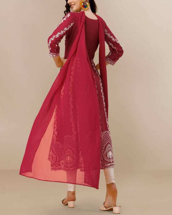 Women Georgette Kurta Dupatta Set-KYAMSTORE