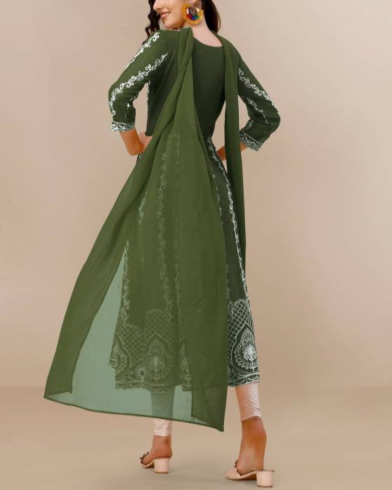 Women Georgette Kurta Dupatta Set-KYAMSTORE