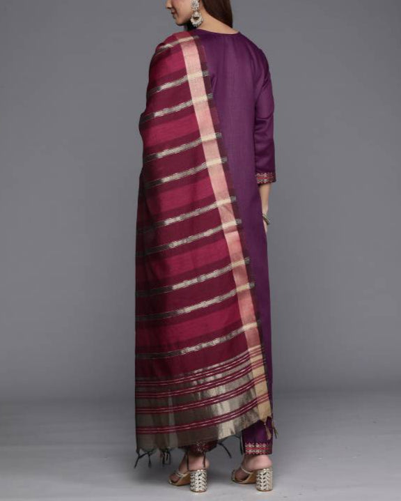 Women Pure Cotton Kurta Pant Dupatta Set-KYAMSTORE