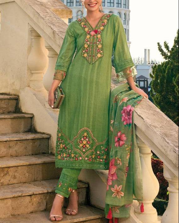 Women Pure Cotton Kurta Pant Dupatta Set-KYAMSTORE