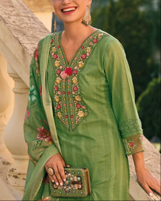 Women Pure Cotton Kurta Pant Dupatta Set-KYAMSTORE