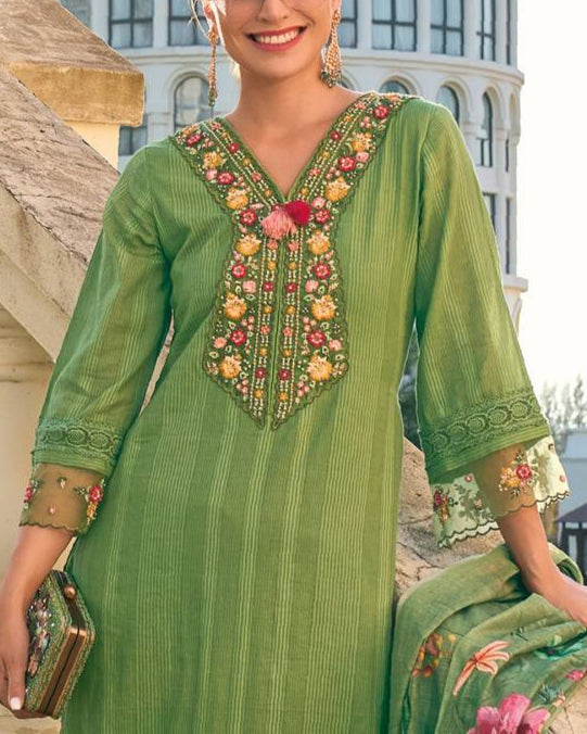 Women Pure Cotton Kurta Pant Dupatta Set-KYAMSTORE