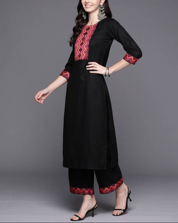 Women Cotton Blend Kurta Palazzo Dupatta Set-KYAMSTORE