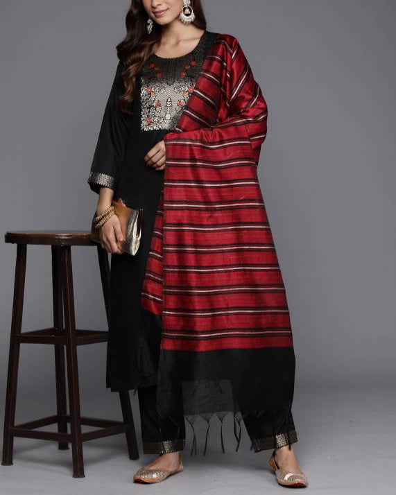 Women Pure Cotton Kurta Pant Dupatta Set-KYAMSTORE