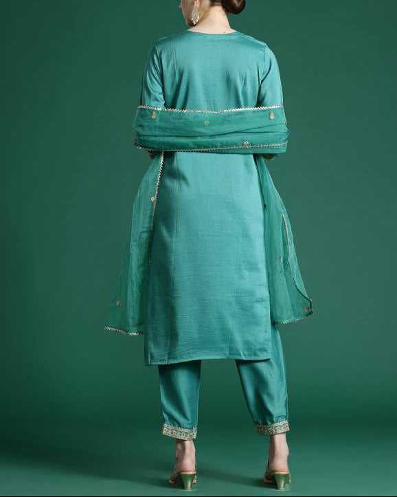 Women Silk Blend Kurta Pant Dupatta Set-KYAMSTORE