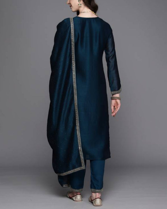 Women Silk Blend Kurta Pant Dupatta Set-KYAMSTORE