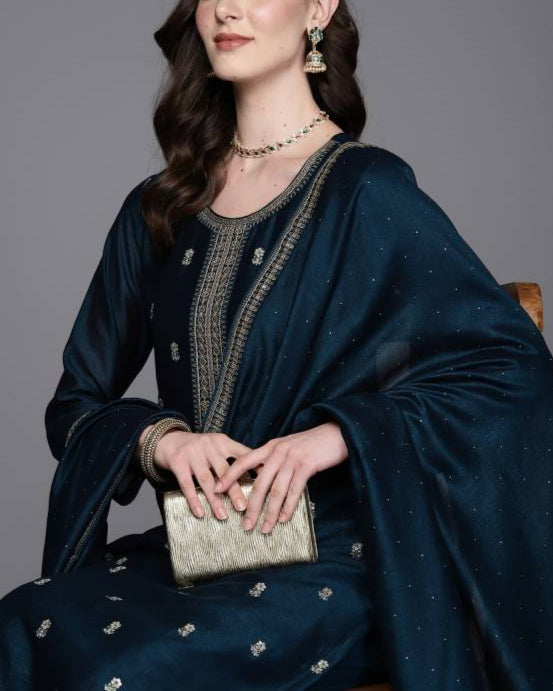Women Silk Blend Kurta Pant Dupatta Set-KYAMSTORE