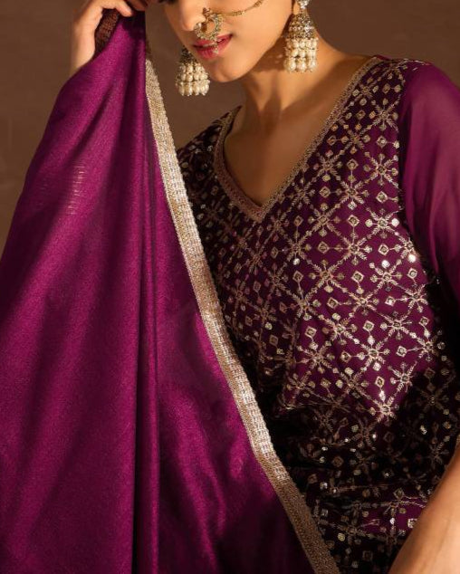 Women Georgette Kurta Sharara Dupatta Set-KYAMSTORE