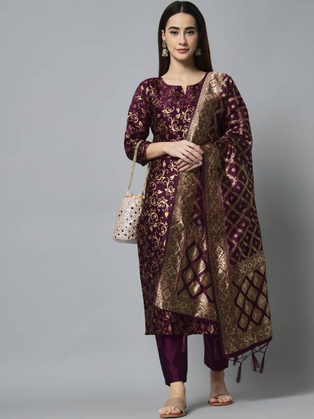 Women Cotton Silk Kurta Pant Set