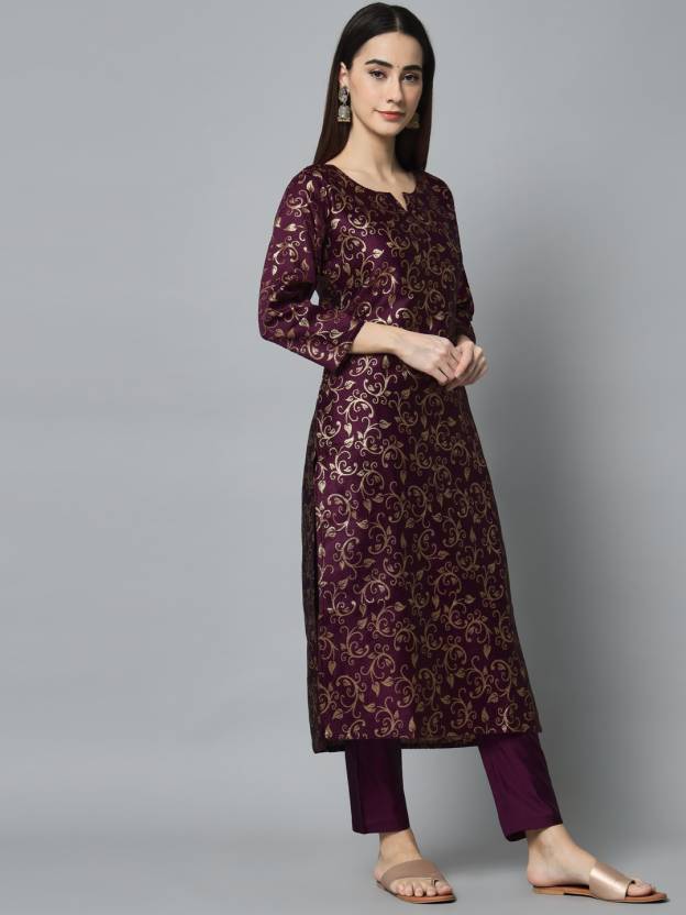 Women Cotton Silk Kurta Pant Set
