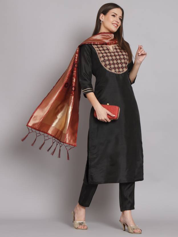 Women Silk Blend Kurta Pant Set