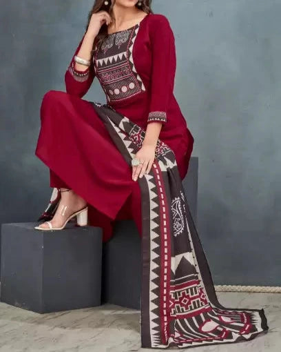 Ajrakh printed kurta Pant Dupatta Suit Printed Kurta-KYAMSTORE